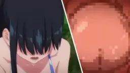 Nahaufnahme eines lustverzerrten Anime-Mädchengesichts mit großen violetten Augen und offenem Mund
