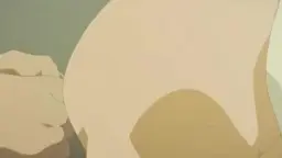 Nahaufnahme eines süßen Anime-Mädchens mit braunen Haaren und lustvollem Gesichtsausdruck, das von einer männlichen Hand am Kinn gehalten wird