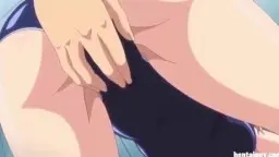 Drei Hentai-Girls in Bodysuits zeigen nebeneinander ihre nackten Ärsche, während Hände sie gierig packen