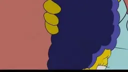 Marge Simpson steht nachts nackt vor Homers Fenster und hält ihm einen blauen Vibrator hin