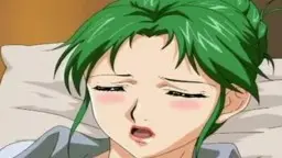 Nahaufnahme eines jungen braunhaarigen Anime-Jungen mit großen dunklen Augen und leicht geöffnetem Mund